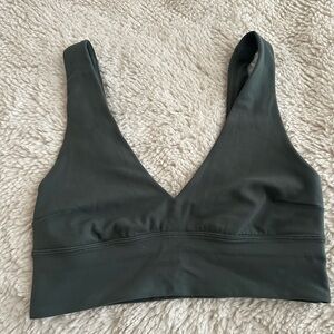 Lulu Lemon Dark Green/Blue Ribbed V Neck Sports Bra